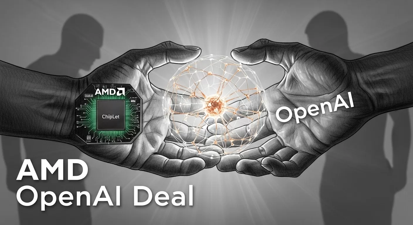 Symbolic representation of the AMD and OpenAI partnership deal